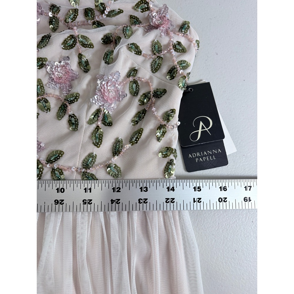 NWT Adrianna Papell Ivory Floral Beaded Sequin Maxi Dress Size 6 Garden Party - Picture 14 of 16